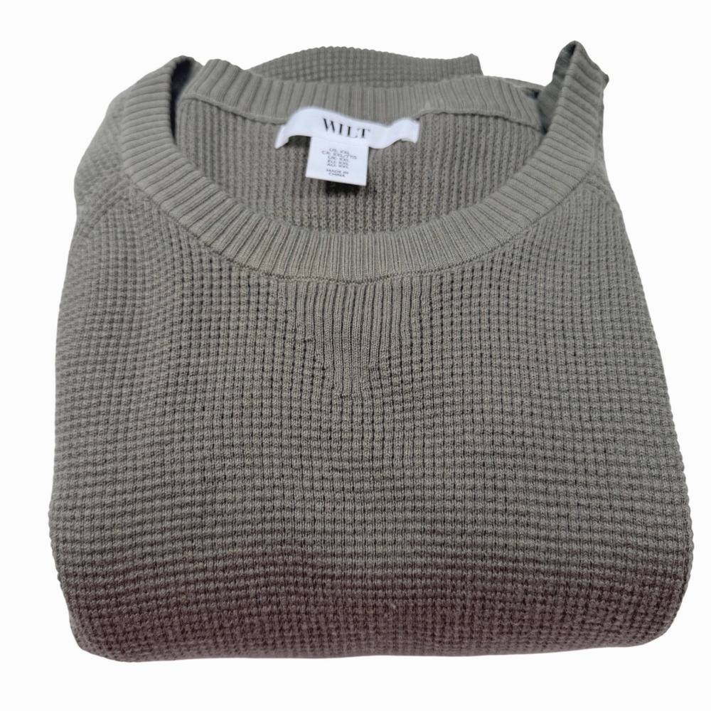 Wilt Waffle Knit Sweater Mens XXL Olive Green New Cotton Cashmere‎ Pullover